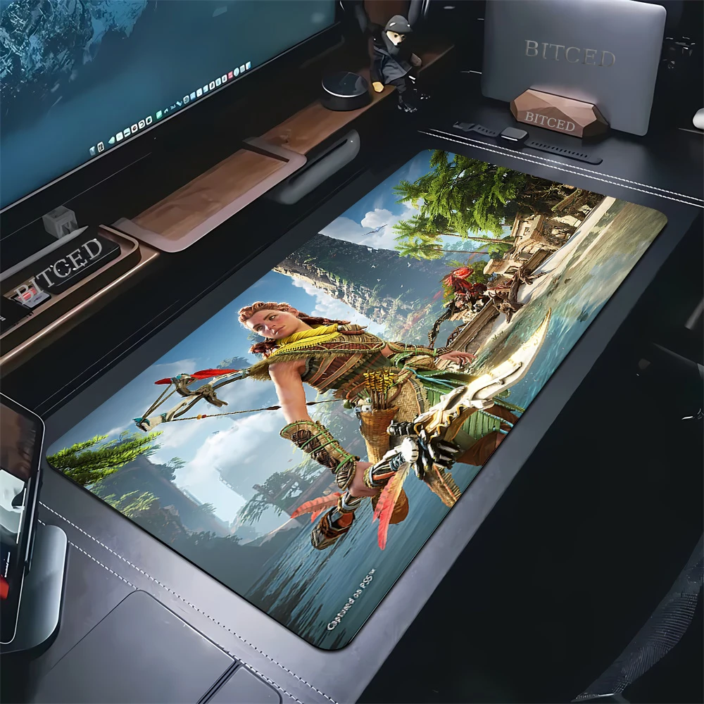 Mousepad LockEdge Thickened Large Gaming Mouse Pad Horizon Zero Dawn Forbidden West Computer Keyboard Xxll Table Desk Mat 90x40