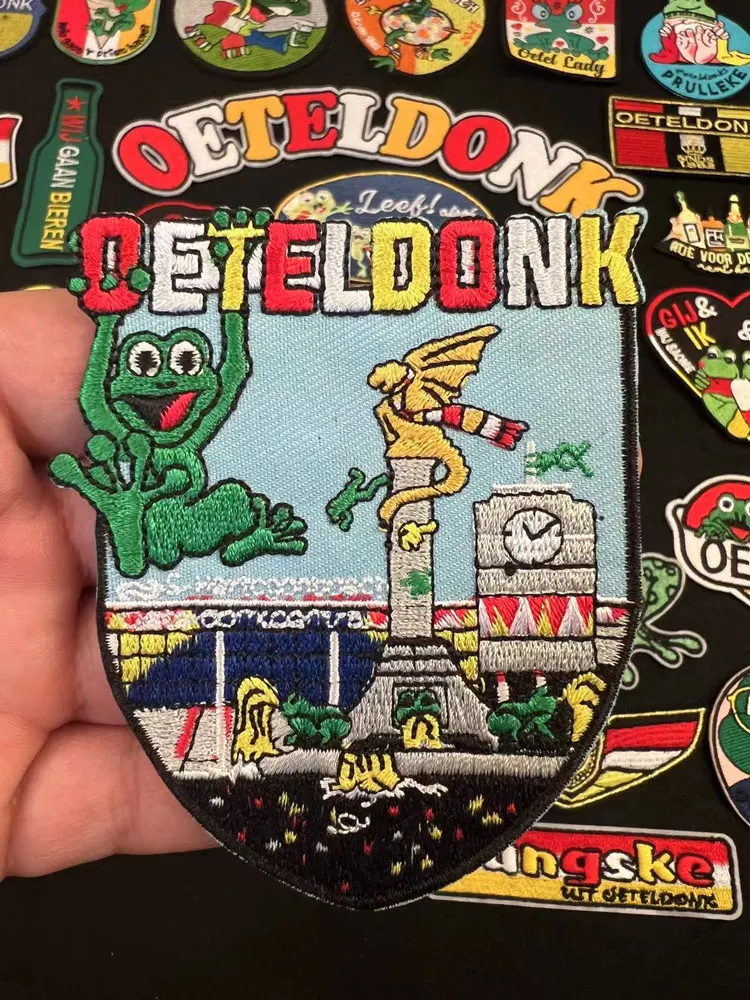 Oeteldonk Emblem Iron on Patches for Clothes Netherlands Carnival Custom Patches Embroidered for Clothes DIY Frog Badges