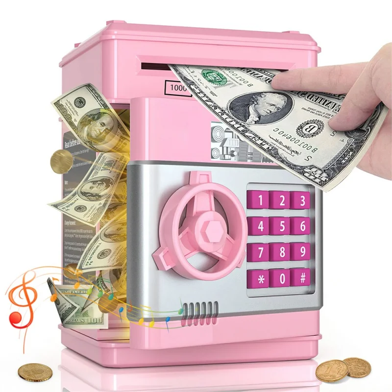 

Mini ATM Machine Electronic Piggy Bank Safe Box Money Boxes For Children Digital Coins Cash Saving Safe Deposit Kid Xmas Gifts