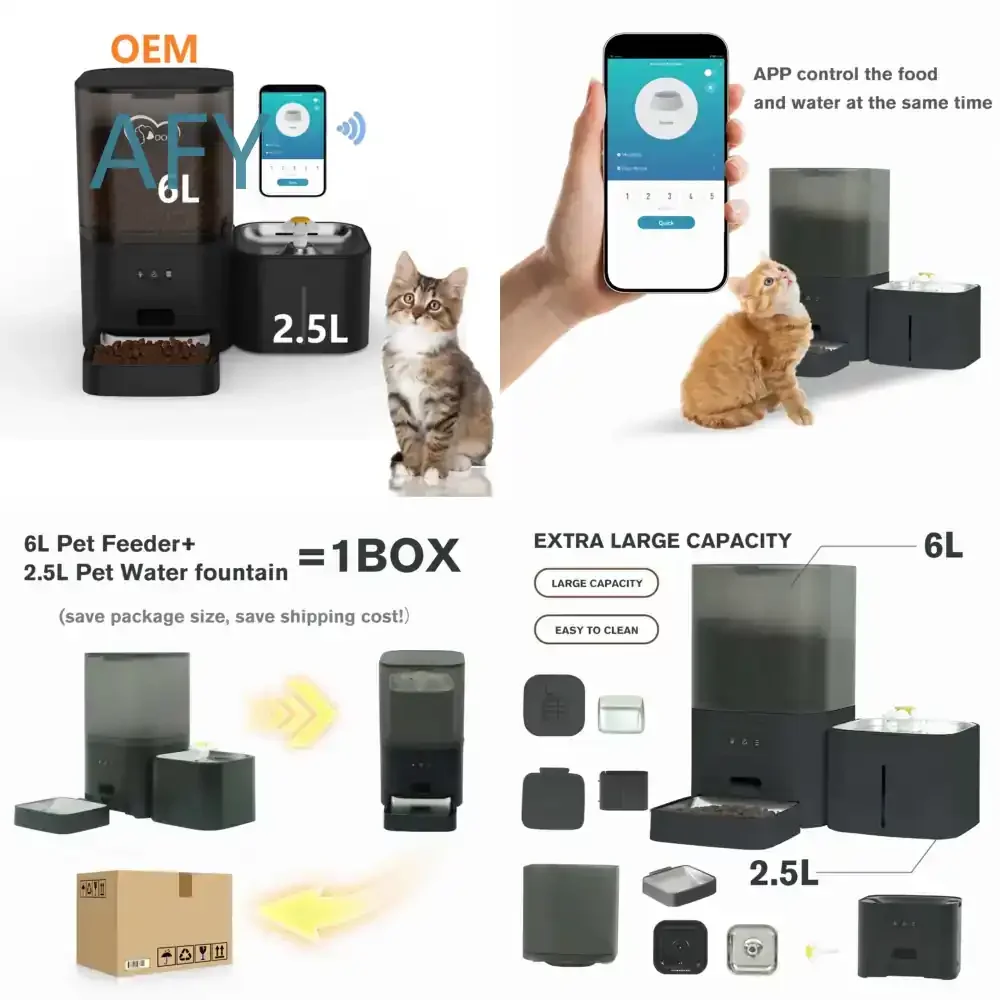 for Smart Automatic Pet Feeder 6L Food 2.5L Water 2 in 1 App Control WiFi Pet Feeder for Cats Dogs Small Medium Large Pets
