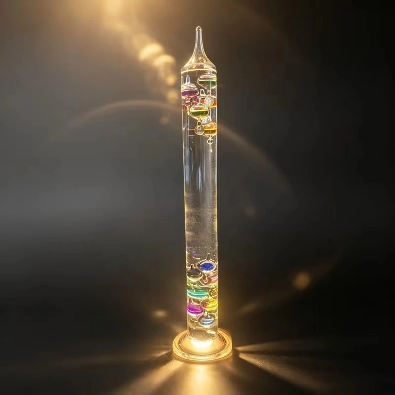 10balls 12balls Galileo Glass Globe Thermometer Wooden Glowing Base,Creative Floating Physics Ornament Home Decor Christmas gift