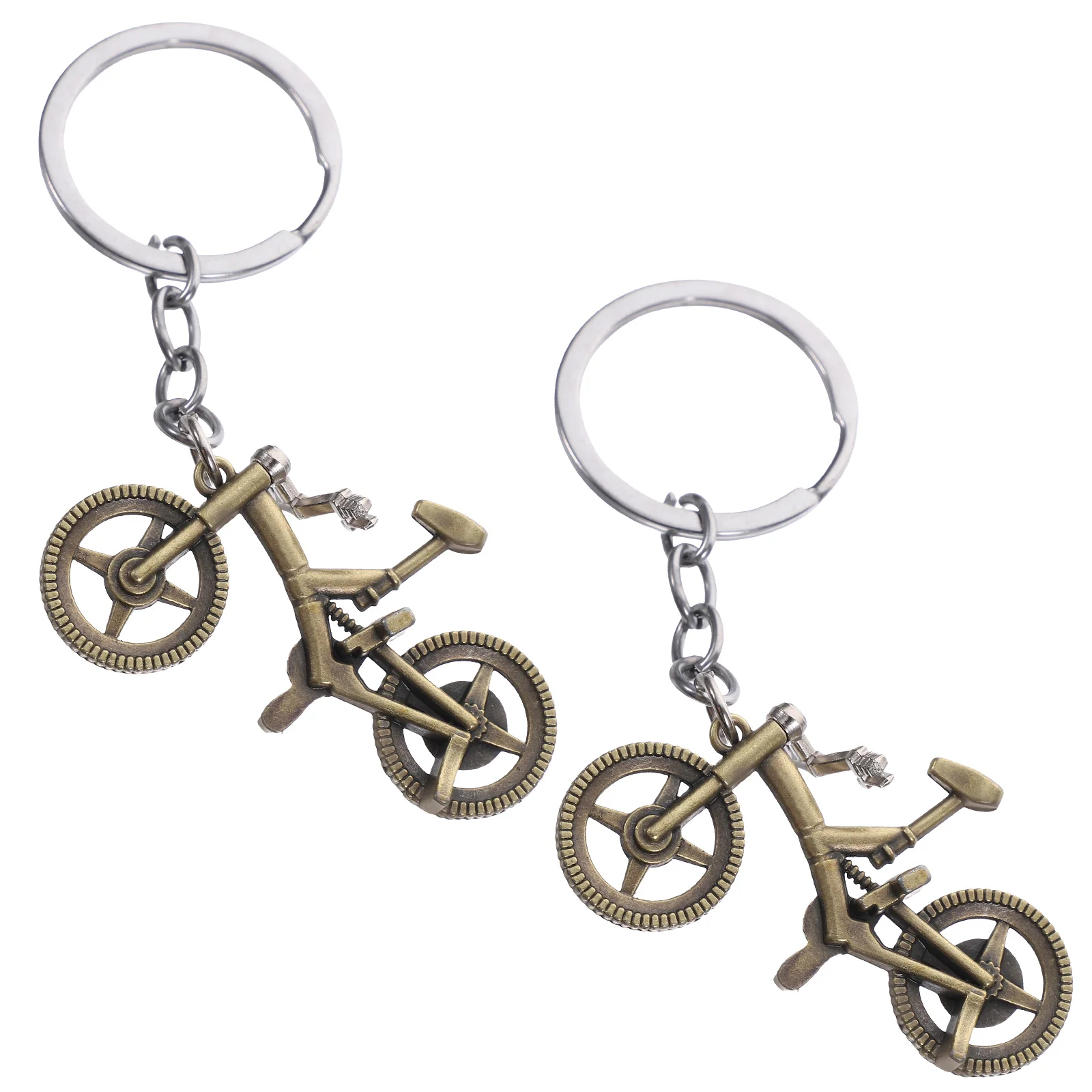 

2pcs Bicycle Metal Keychain Key Ring Mini Cartoon Creative Pendant for Cell Phone Decorative Bike Hanging