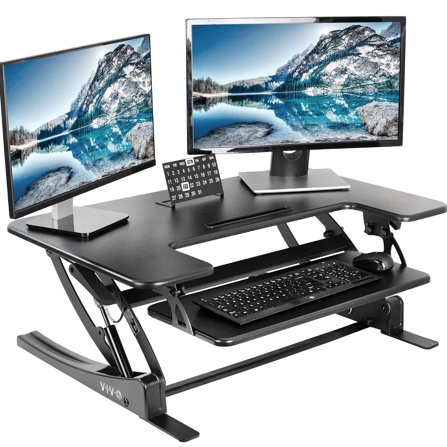 36 In Black Standing Desk Converter, Height Adjustable Sit To Stand Workstation Riser For Dual Monitor, Customized