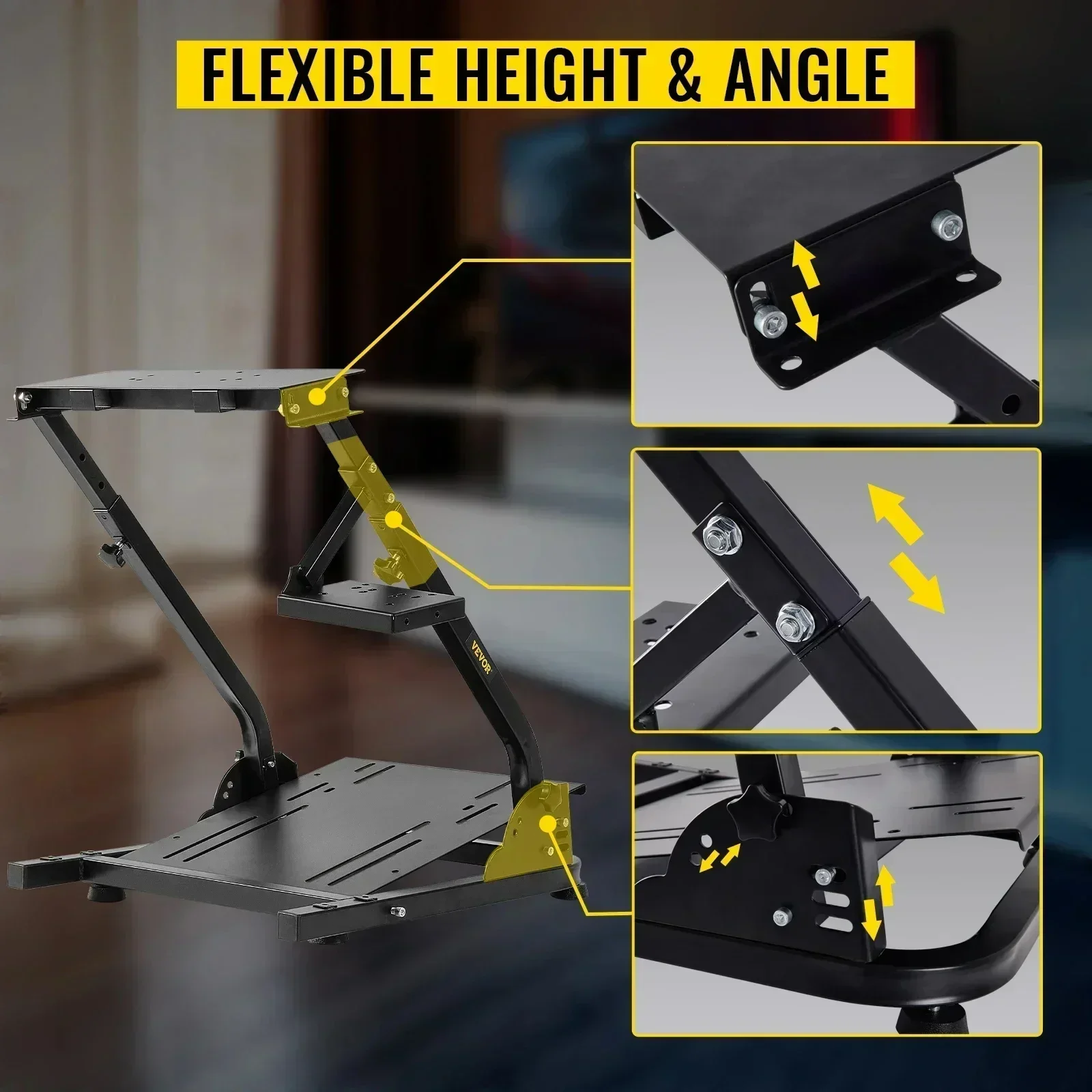SIHAO Adjustable Racing Wheel Stand Cockpit, Sim Racing Steering Wheel Support Fit for Logitech G27 G29 G920 Thrustmaster T300R, Compatible with Xbox PS4 PlayStation PC, Home Gaming Simulator Mount35