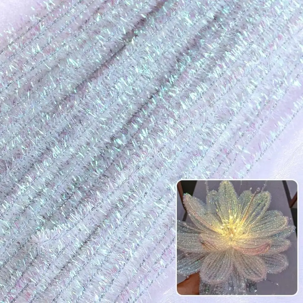 

100pcs New 30cm Glitter Chenille Stems Wool Top Torsion Bar DIY Craft Supplies Christmas Xmas Craft