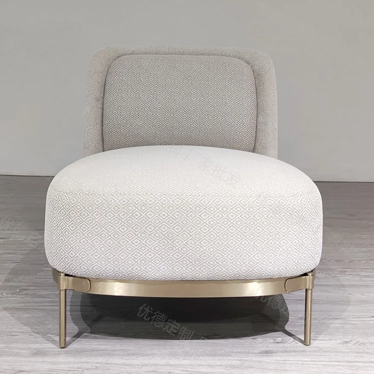 Gold-plated stainless steel base living room fabric sofa chair hotel room lounge chair