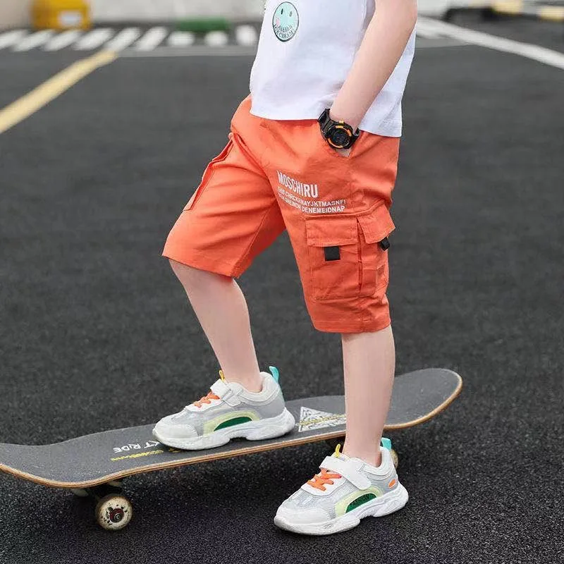 New Summer Teenage Boys Pants Casual Letter Short Trousers For Kids 4-14 Years Children Comfortable Pants