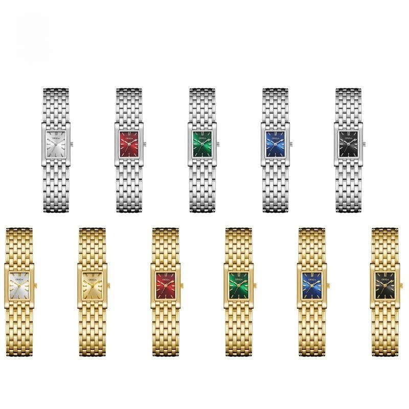 Orologio da donna quadrato alla moda Orologio al quarzo con cinturino a catena Premium Sense