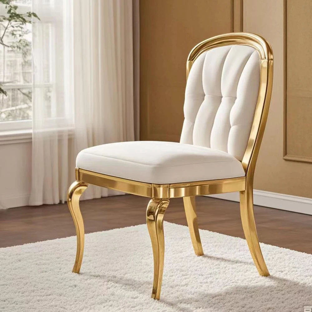 20PCS Modern Thaddeus Golden Track Arm Chair Hand Hammer Forged Metal Frame White Fabric Accent Chair