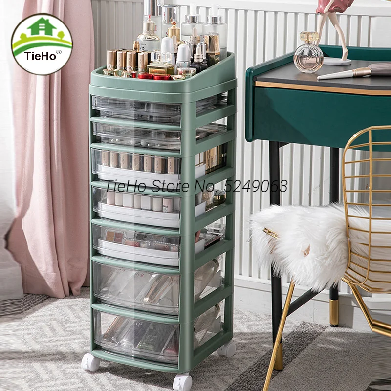 

Drawer-Type Storage Cabinets, Plastic Cosmetics Cart, Layered Compartment Rack, Classification Shelf, Wheels Storage Rack, TieHo