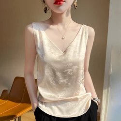 Women's Summer Blouses Sleeveless  Ladies Black Beautiful Blouses Elegant Satin Silk Blouses for Women Plus Size TopBlouses  Bod