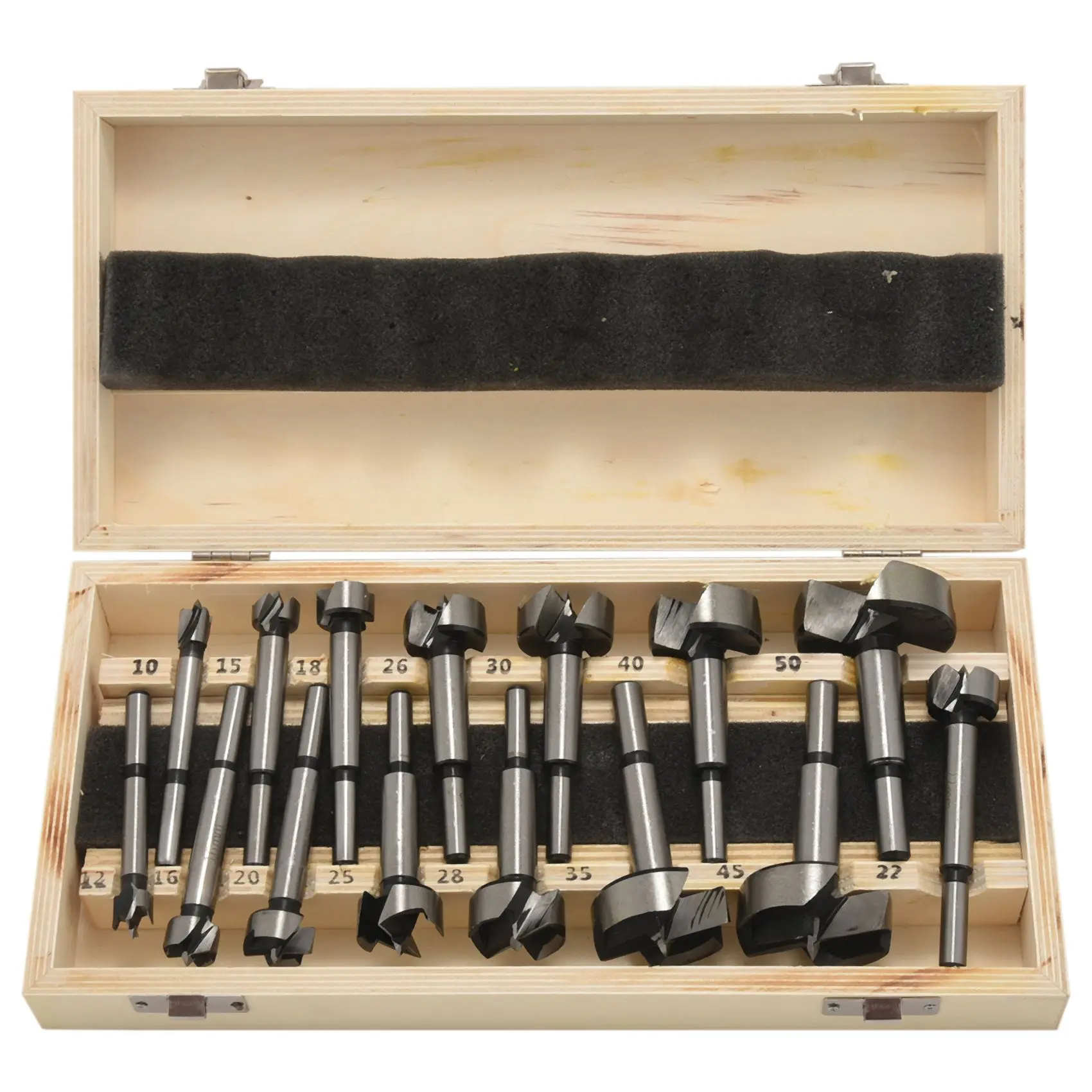 Forstner Drill Bit Set 15 Pcs 10mm - 50mm Woodworking Hole Saw Drilling Cutting Tool Kits for Woodworking, Furniture, Door