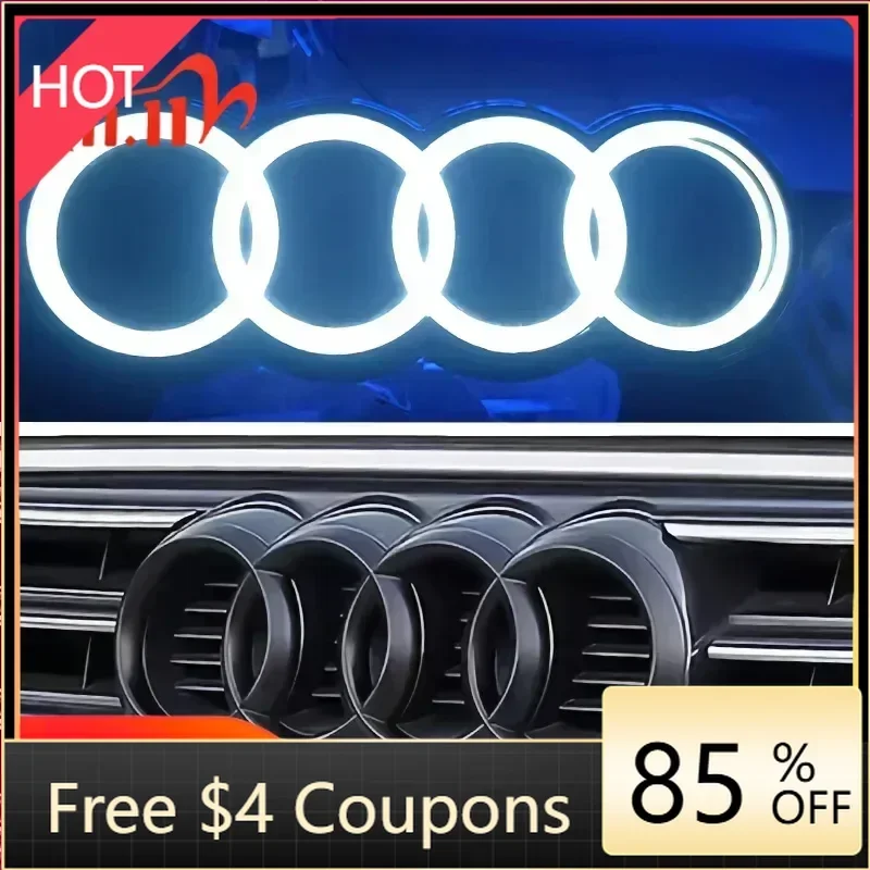 

For Audi Audi Car LED Front Grille Logo Lamp Static White Light 249 273 285mm For AUDI A3 A4 A5 A6 A7 A8 S3 S4 S5 S6 S7 Q3 Q5 Q7