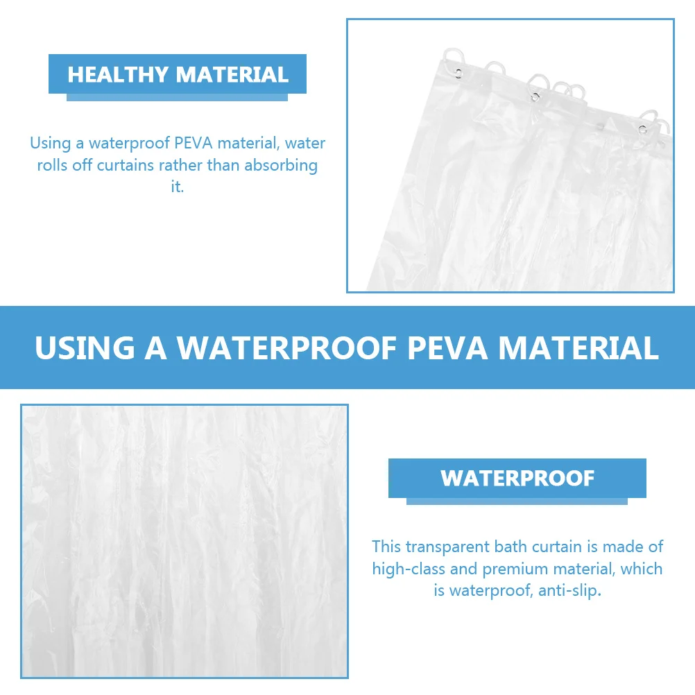 

Waterproof Peva Shower Curtain Transparent Bathroom Curtain For Home Hotel Dorm Decorative Water Resistant Liner