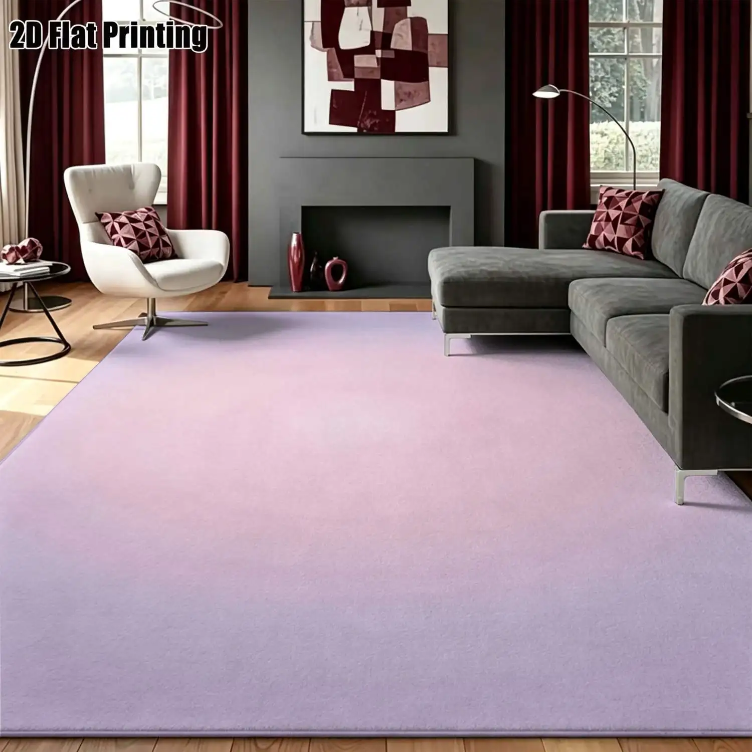 1Pc 2D Printed Pink-Purple Gradient Tie-Dye Carpet, Instagram-Style Floor Mat, Multiple Sizes, Machine Washable, Home Decor