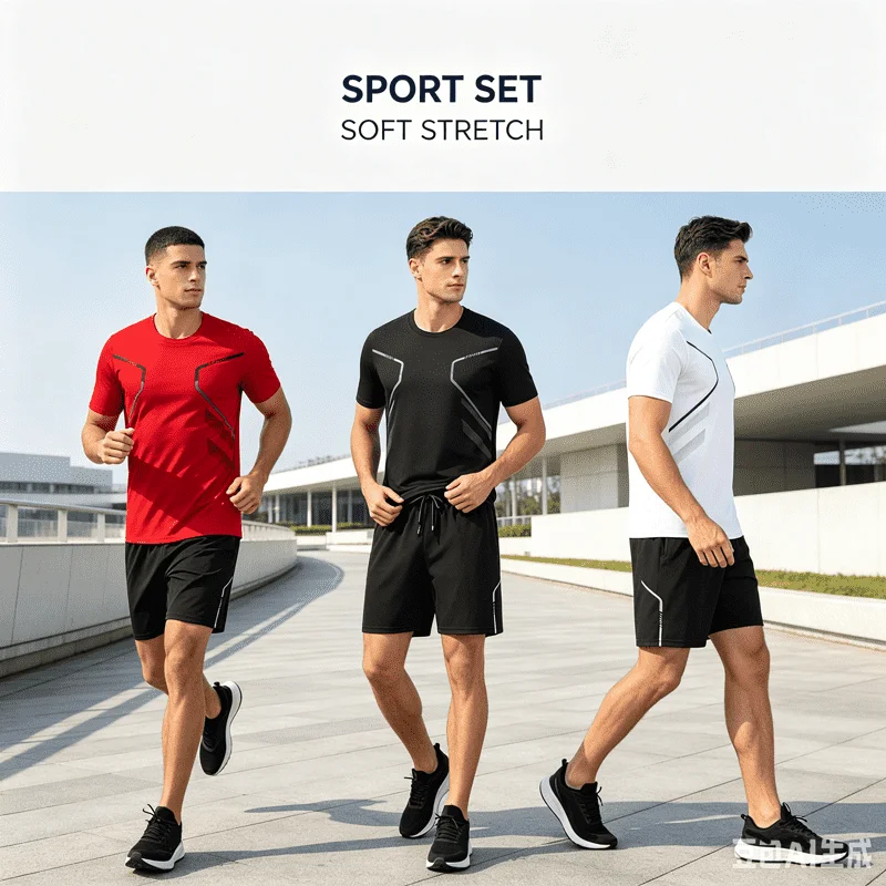 Ice Silk Fitness T-shirt Quick Drying Running Clothes Unisex Short Sleeve Tracksuit Shorts Sportswear Gym Sports Training Outfit