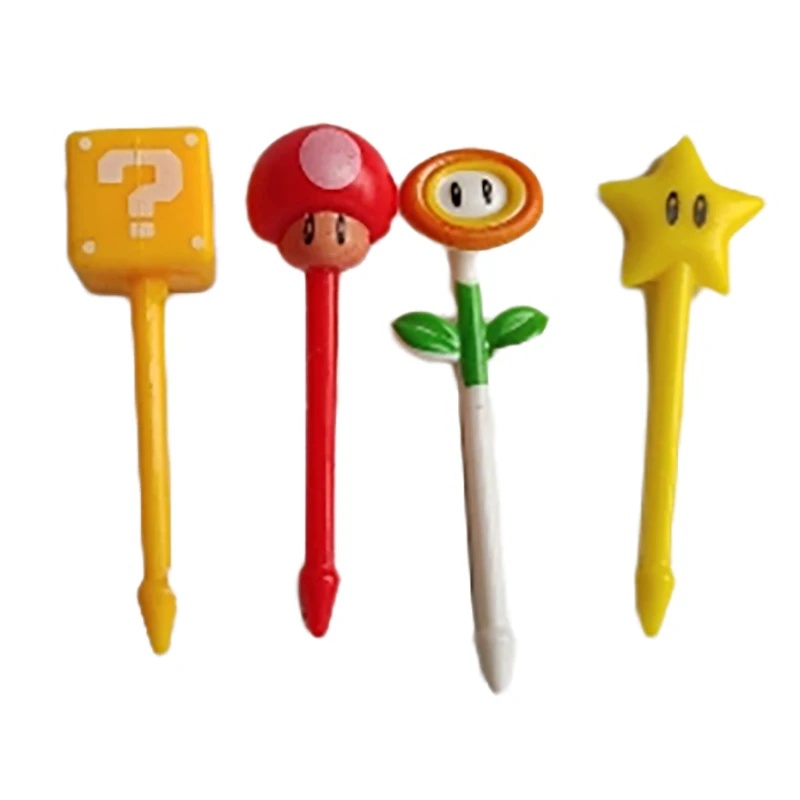 8pcs Happy Mary Fruit Fork Food Grade Mini Cartoon Kids Cake Fruit Toothpick Bento Lunch Bento Accessories Party Decoration