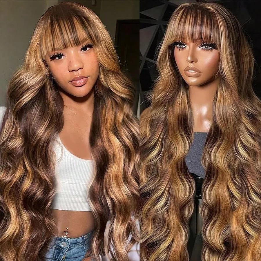 

Парик с эффектом омбре, блонд, с волнистыми прядями, на кружевной основе 13x4 HD, с челкой, предварительно проработанный, синтетический, для повседневного использования и косплея