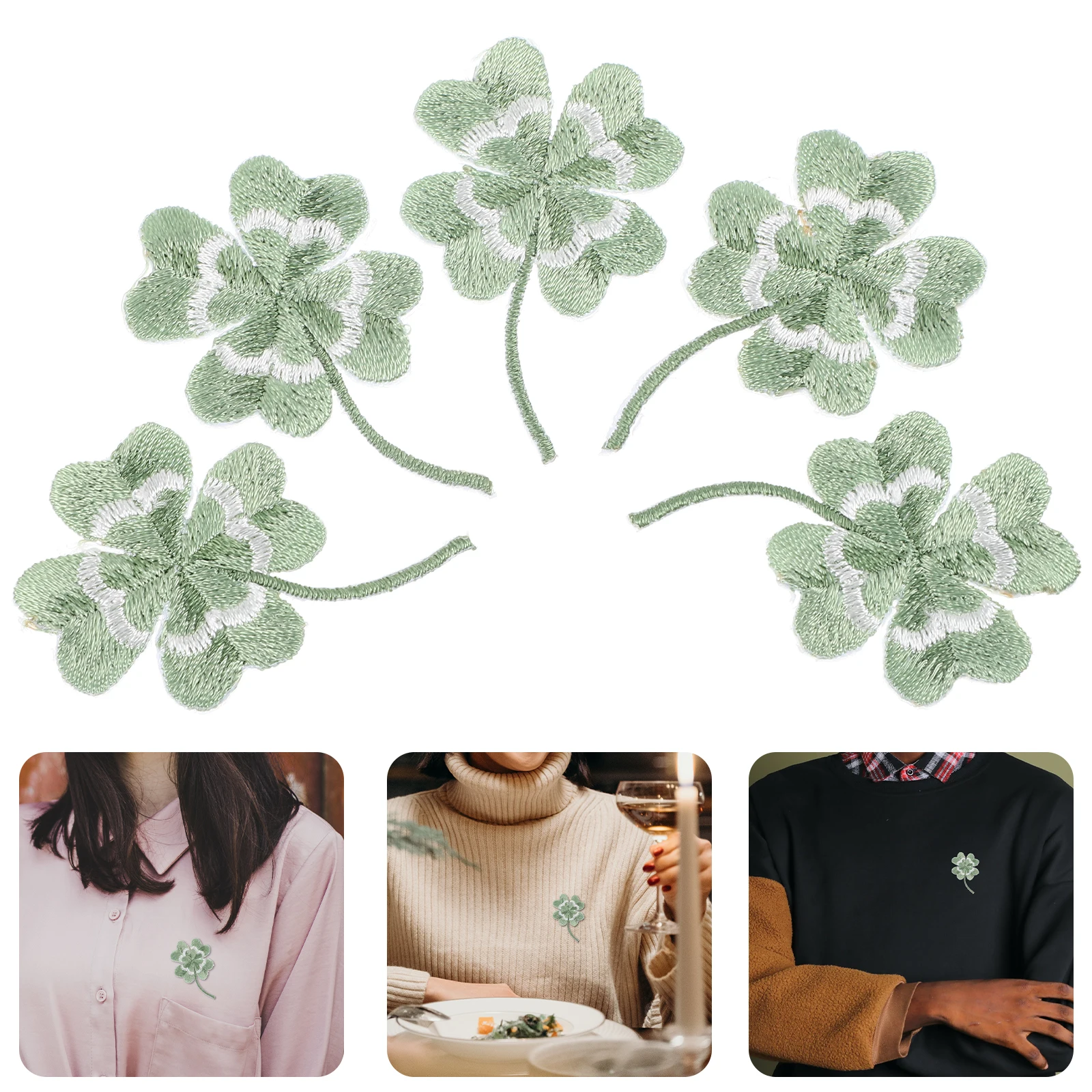 

5Pcs Four Leaf Iron Patches Compact Appliques Embellishments for Clothes Hats Bags DIY Craft Hat Patches