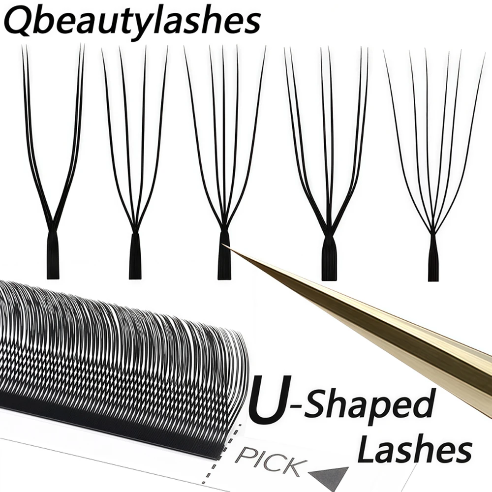 

Qbeautylashes 2D 4D 5D 6DW U Shaped Eyelash Extensions U YY Soft Natural Lashes Pre Made Fan Eyelash Extensions wholesale Makeup