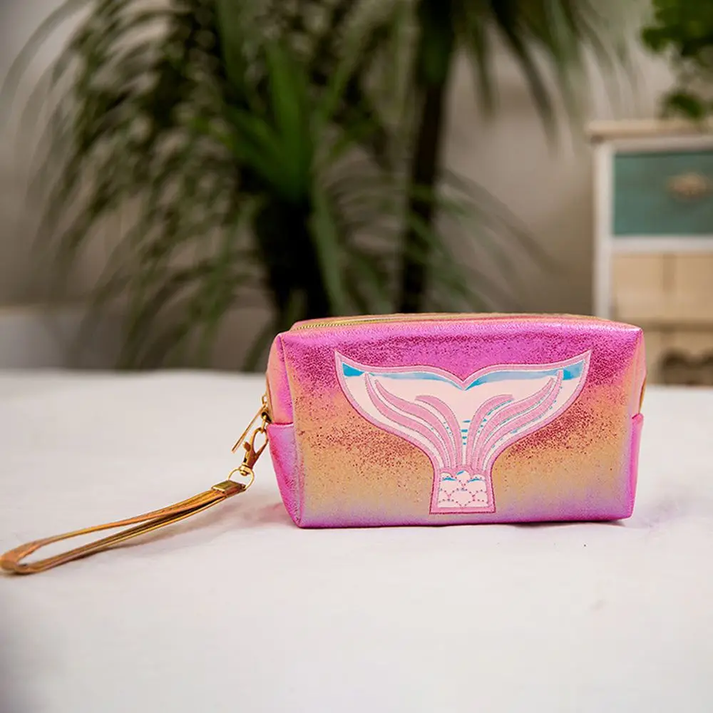 Travel Fashion Waterproof Mermaid Pattern Cute PU Leather Storage Bag Makeup Bag Laser Bag Cosmetic Bag