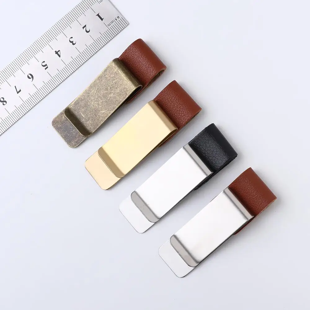 Office Supplies Metal Portable Notebook Holder Brass Pen Folder Stainless Steel Clips Handmade Leather