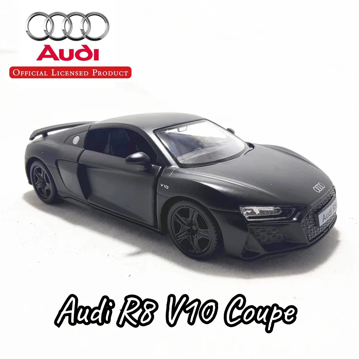 1:36 Audi R8 V10 Coupe Pullback Toy Car Model Official Licensed Alloy Diecast Vehicle Scale Replica Xmas Gift Kid Boy Toy