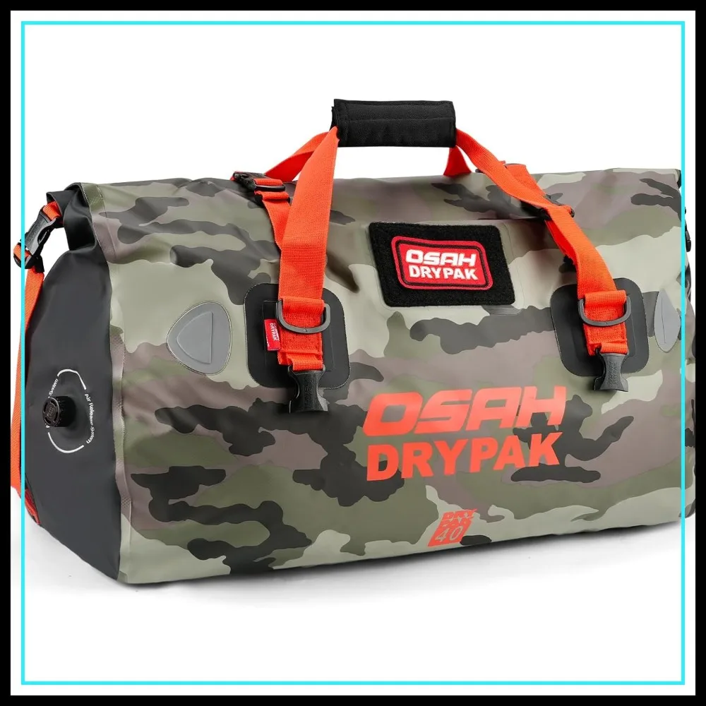 

Waterproof Duffel Bag - Motorcycle Dry Bag Tail Bag, Large Storage, Outer Mesh Pocket for Camping Kayaking Fishing Travel