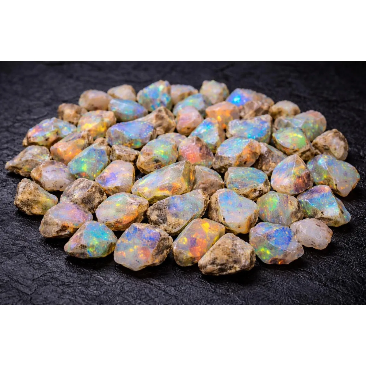 Opale éthiopienne naturelle brute authentique 25-80 carats, opale de feu Welo, éclat arc-en-ciel, pierre précieuse en vrac pour la fabrication de bijoux et le bricolage