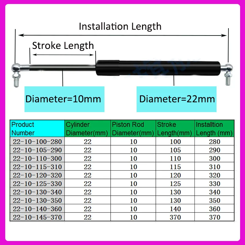 1 PC 280mm-370mm Universal  Strut Bars Machine Gas Spring Car Shock Absorber Furniture Cabinet Hinge Gas Lift Doors Windows Bus