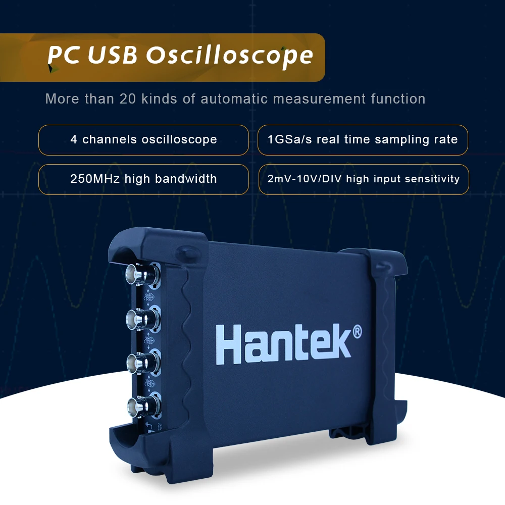 Hantek 4CH Digital Portable scilloscope kit 6254BE 250MHz Bandwidth Automotive Car-detector 1Gsa/s USB PC Osciloscopio