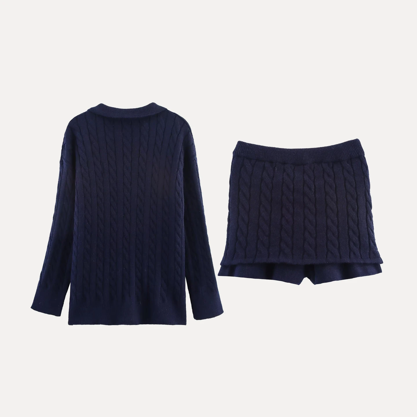 2025 Autumn New Women's Knitted Pure Color Embroidered Skirt Pants Set Faionable Casual Commute Outfit Two-Piece Ensemble