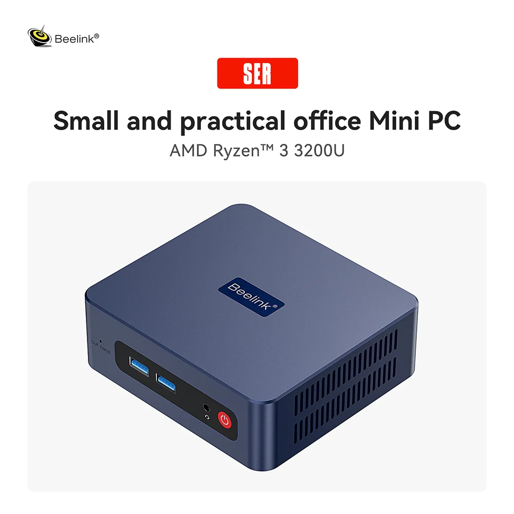 Belink SER3 Mini PC AMD Ryzen 3 3200U DDR4 16GB M.2 SSD 500GB WiFi5 BT5.0 RJ45 1000M 2.5inch SATA HDD Desktop Office Computer