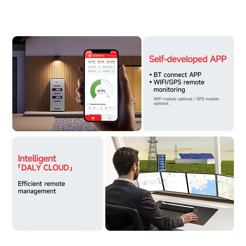 DalyスマートインバーターBMS LiFePo4 8S 16S 24V 48V 100A 1AアクティブバランサーBMSファミリーエネルギー貯蔵（Growatt、Deye、Pylonインバーター対応）