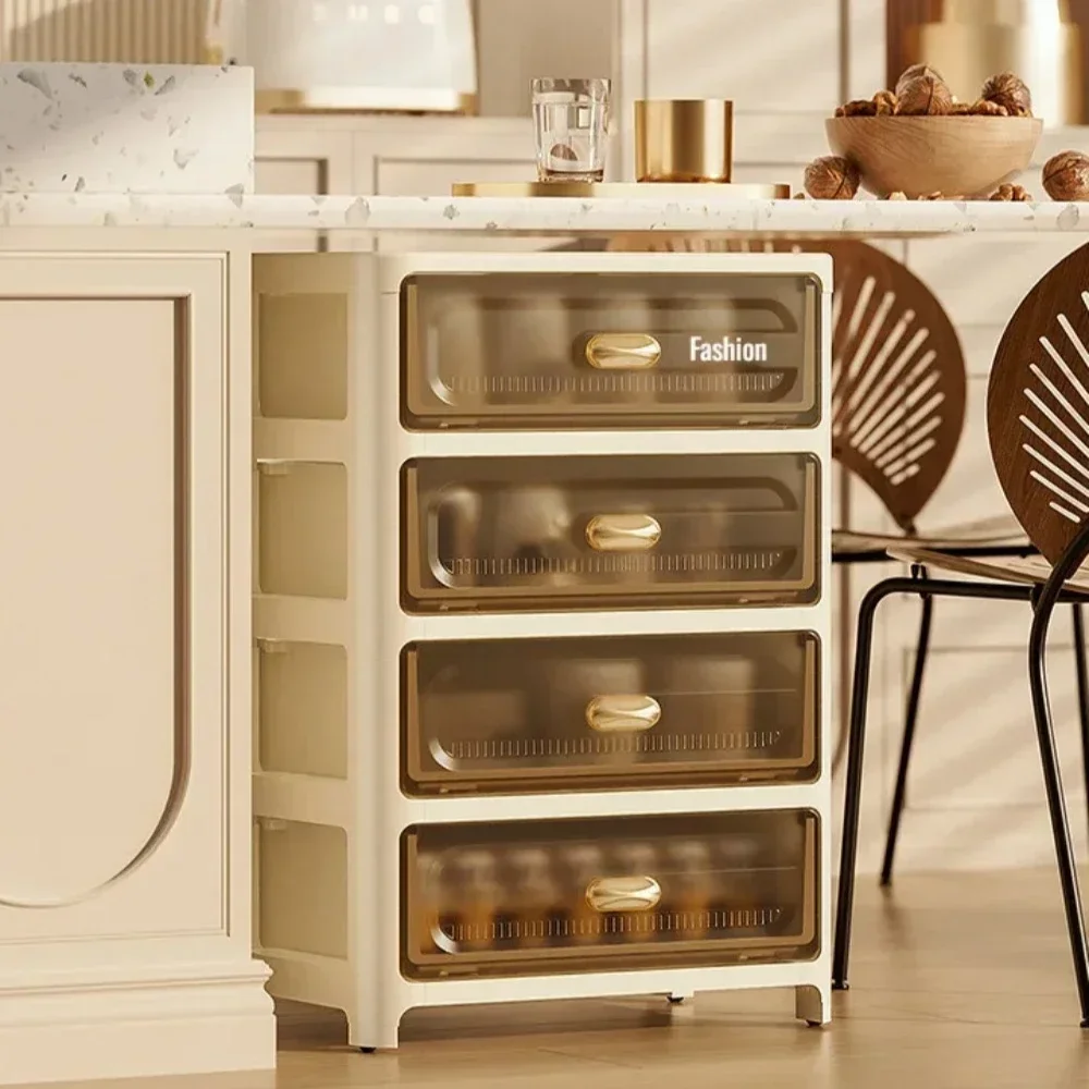 Nice Home Storage Cabinet Bedside Table Stackable Plastic Cabinet Multi-layer Drawer Foldable Organizer Snack Toys Chest Of Draw