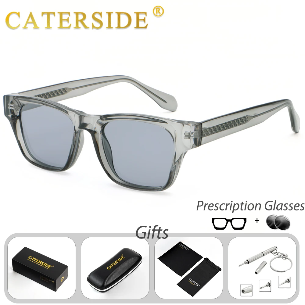 CATERSIDE Herren-Sonnenbrille mit Sehstärke, maßgeschneiderte optische Sonnenbrille mit quadratischen Gläsern für Damen, Myopie-Brille für das Fahren im Freien – Detail 4