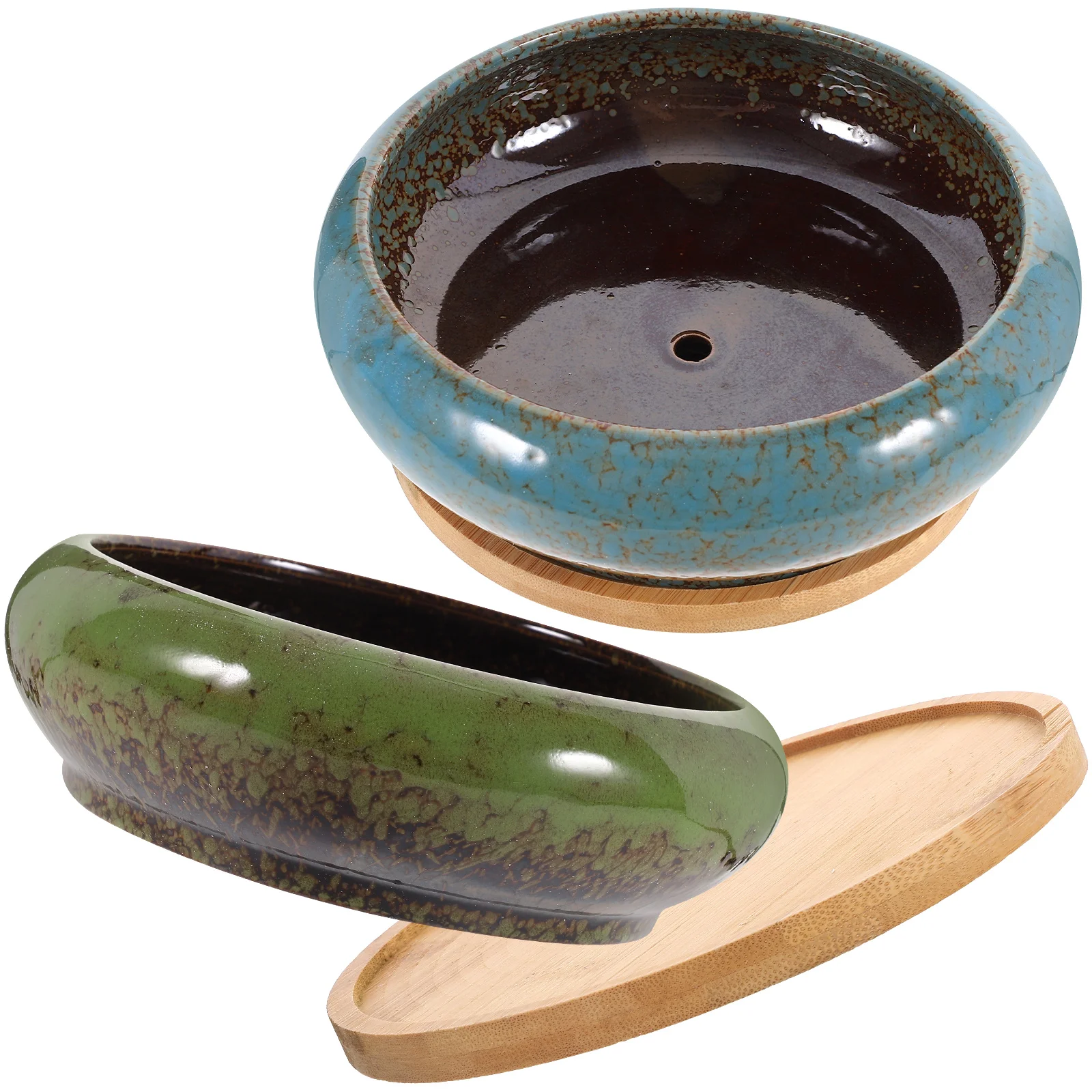 

2Sets Vintage Ceramic Bonsai Planters Durable Small Succulent Flower Pots Decorative Garden Indoor Plant Containers