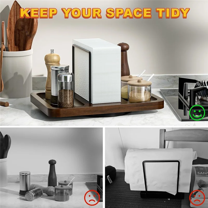 ABKP-حامل مناديل معدنية دوارة للطاولة، موزع مناديل مع حامل المناشف الورقية الملح والفلفل #5