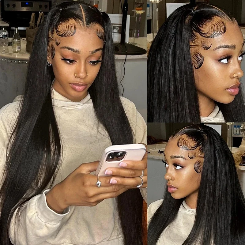 Pre Plucked Bone Straight 5x5 Closure Lace Frontal Wigs Glueless Wigs 100% Human Hair 30 inch Lace Front Wigs for Women Choice