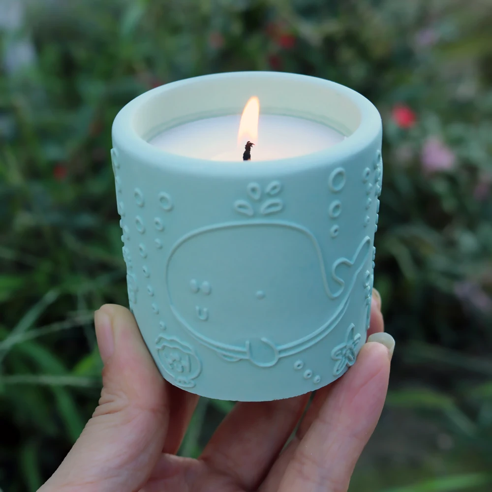 Concrete Candle Cup Silicone Mold Cement Gypsum Aromatherapy Candle Jar Container Match Box molds Silicon Animal relief decora