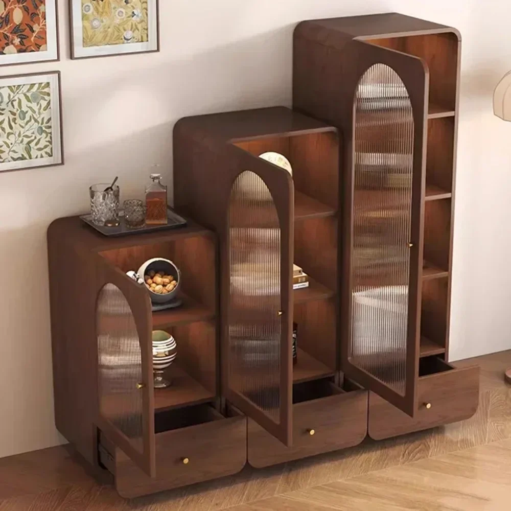 Vintage Storage Drawers Cabinet with Lock Simple Design Living Room Display Cupboard Expositor Furniture for Home Organization