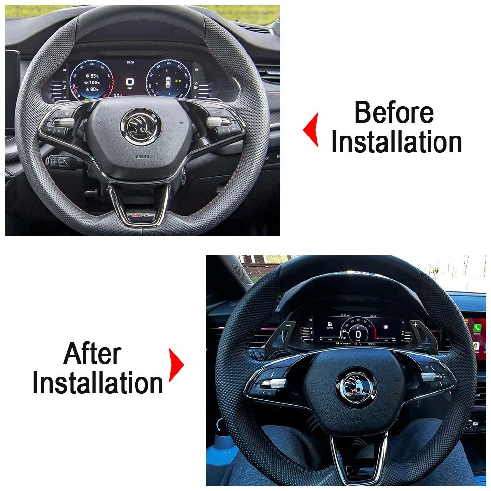 شيفتر مجداف لسكودا RS MK4 اوكتافيا IV الكشفية 2021 2022 ENYAQ iv كاروك كودياق سكالا عجلة توجيه سيارة DSG تمديد ملصقات #3