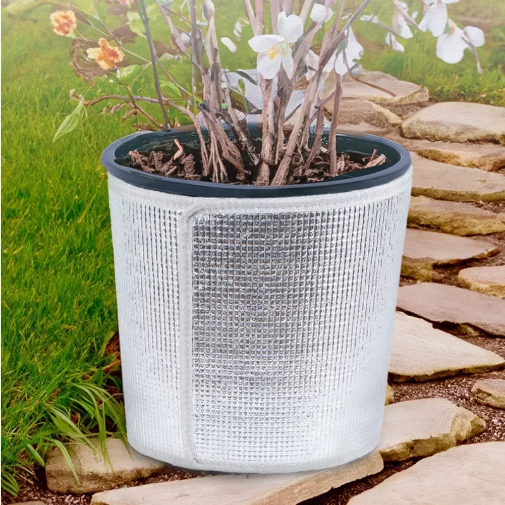Set Of 5 Double Layer Thermal Insulation Film Covers For Plant Pots To Provide Frost Protection And Heat Shield During Winter