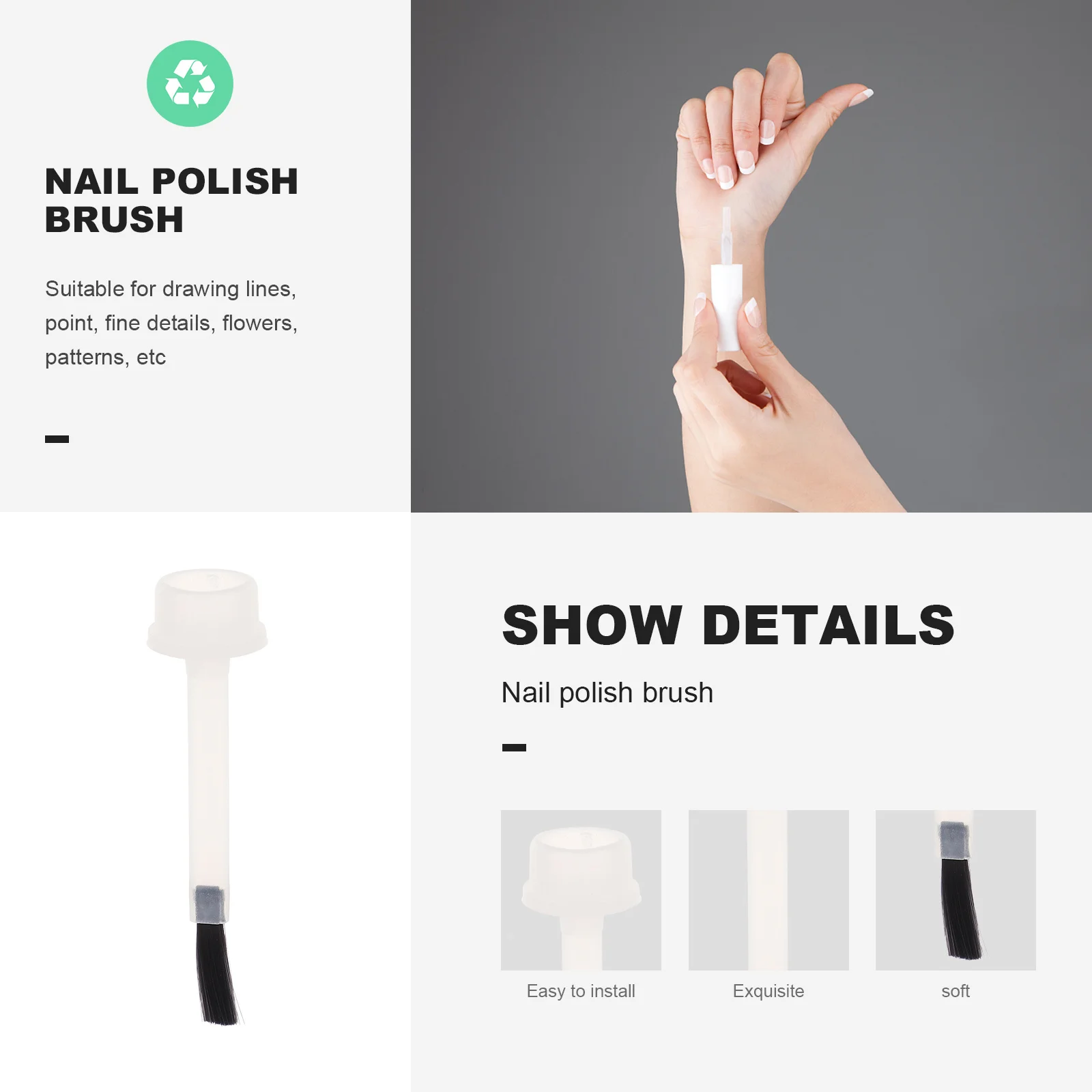 20本入りミニネイルアートブラシセット 11mmナイロン毛 ジェルネイル グリッター塗布用 簡単洗浄 アルコール対応 DIYマニキュア ポータブル