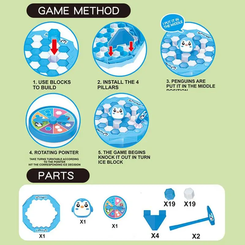 Pinguim jogo de quebra de gelo conjunto de brinquedos engraçado cubos de gelo equilíbrio bater bloco pai-filho jogo de tabuleiro interativo para crianças reunindo