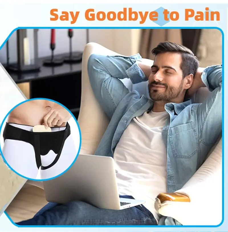 Hernia Belt Truss For Inguinal Hernia Support Brace Pain Relief Recovery Strap Breathable Belts + 2 Removable Compression Pads