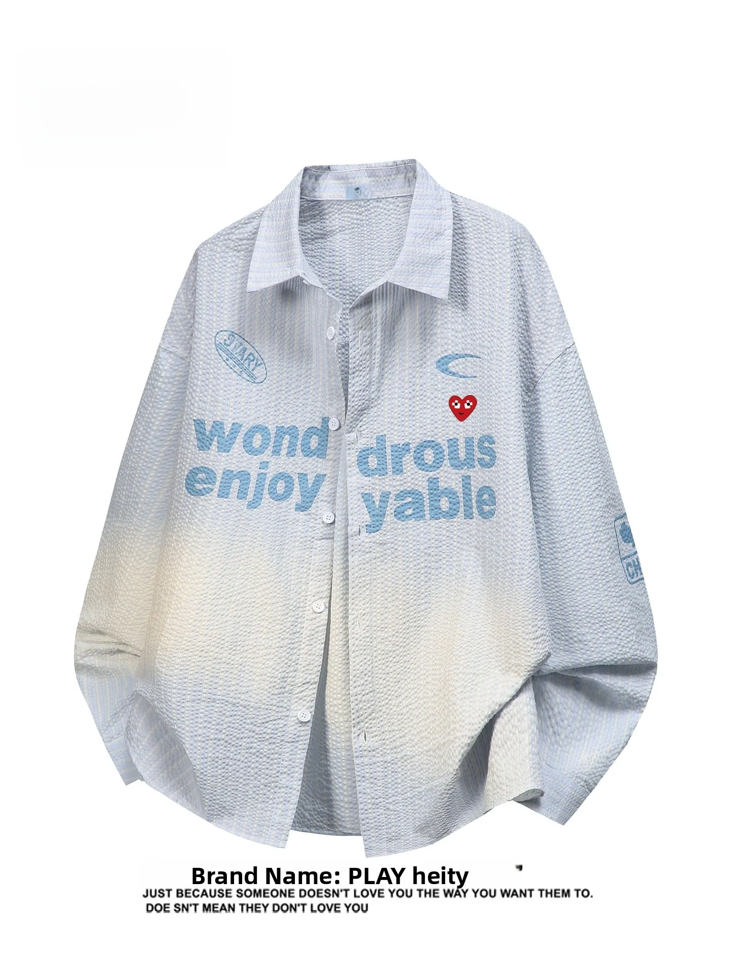 

Play Hei Casual Striped irt ex Loose Fit Printed Wrinkle Resistant Long Sve Polyester Cotton Blend Spring Autumn