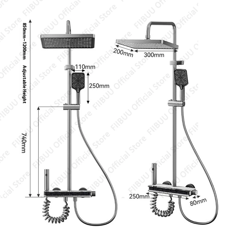 Système de douche moderne et Simple, Kit de pomme de douche à quatre boutons, douche aérienne Ultra large, hôtel, famille, salle de bain, combinaison de pomme de douche