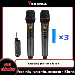 YARMEE Professional UHF Wireless Microphone Handheld Karaoke Mic Speaker With Rechargeable Lithium Battery Receiver For Singing
