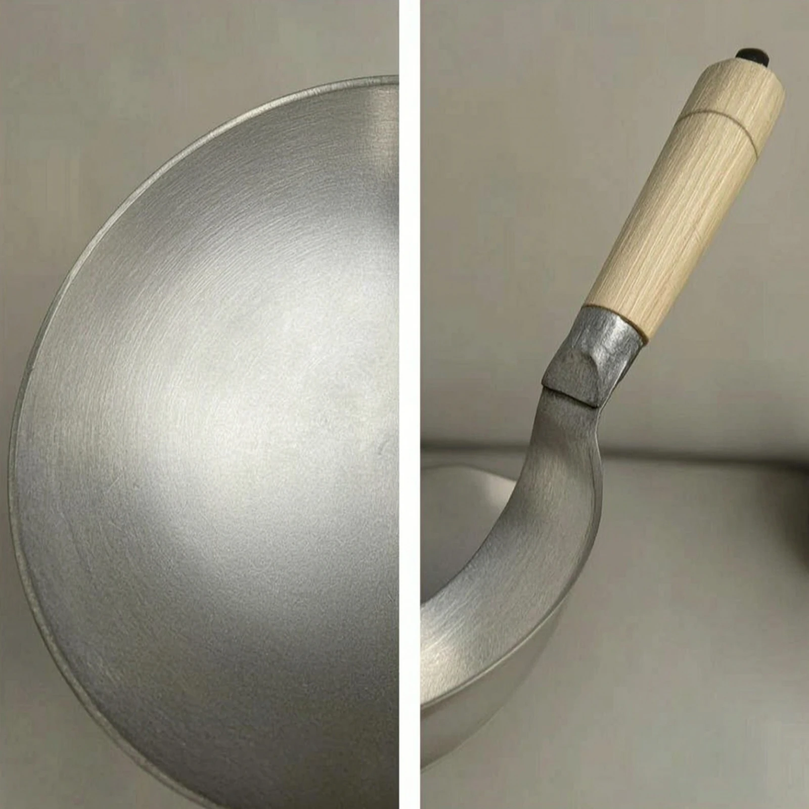 Wok Round Bottom Aluminum Wok Stir Fry Pan Lightweight Cookware Ergonomic for Home Cooks, Kitchen